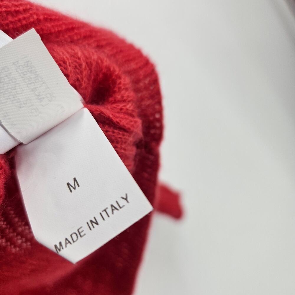 Brunello Cucinelli Sweater Red V-neck Ribbed Knit Mohair Wool Pullover Size M - Picture 4 of 5